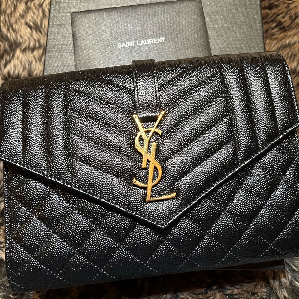 Ysl envelope flap pouch wristlet